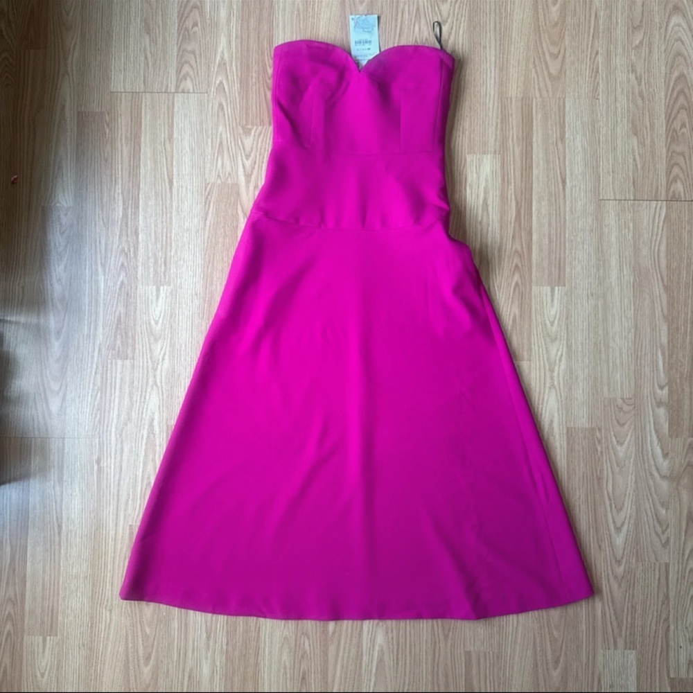 Zara Strapless Midi Dress in Vibrant Pink - Picture 5 of 5